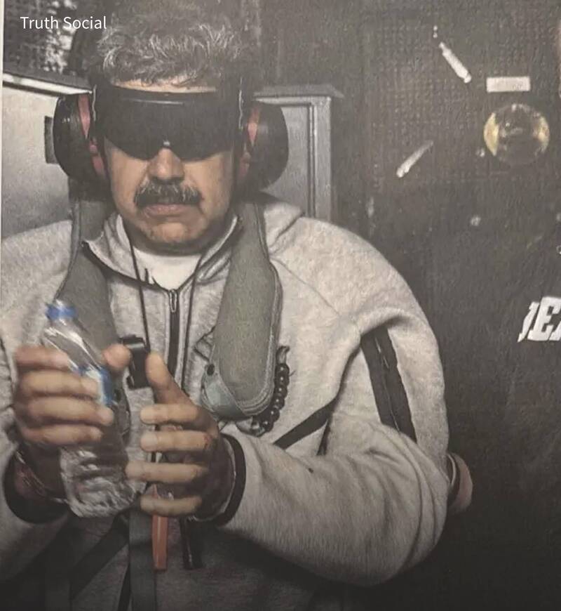 美國對委內瑞拉發動大規模攻擊，逮捕委國總統馬杜羅及其妻子。（取自貼文）