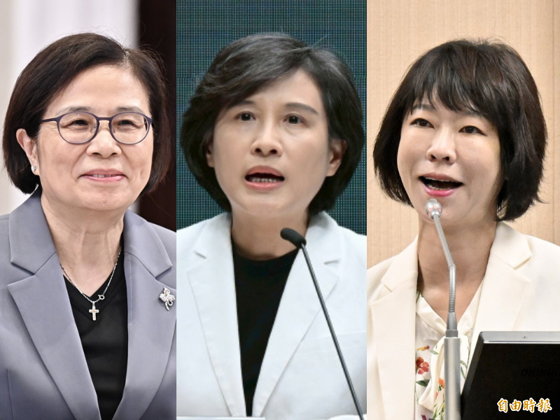 台美關稅協議，代表台灣的談判團隊三人：行政院副院長鄭麗君（中）、行政院經貿談判辦公室總談判代表楊珍妮（左），及行政院經貿談判辦公室副總談判代表顏慧欣（右）。（資料照，本報合成）