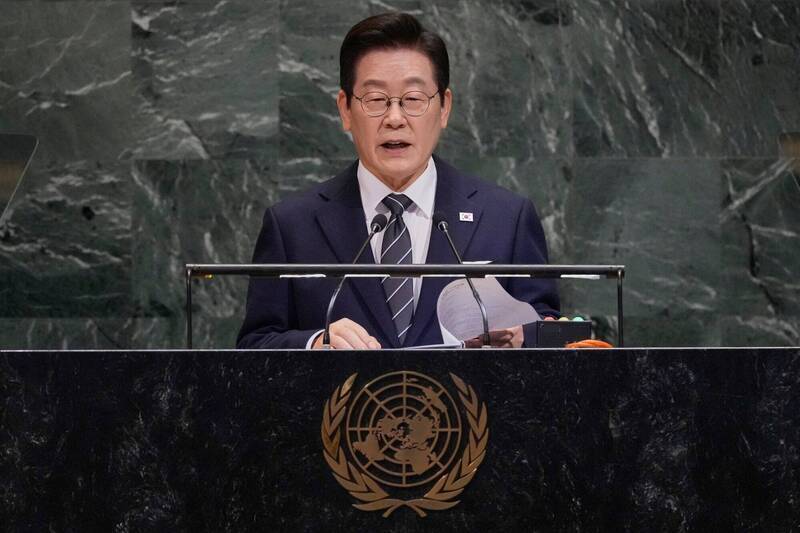 南韓總統李在明去年出席第80屆聯合國大會提出「END倡議」，承諾將為結束朝鮮半島冷戰、實現世界和平負起責任。（美聯社檔案照）