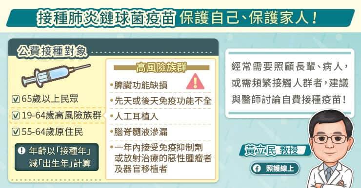 接種肺炎鏈球菌疫苗保護自己、家人。（取自貼文）