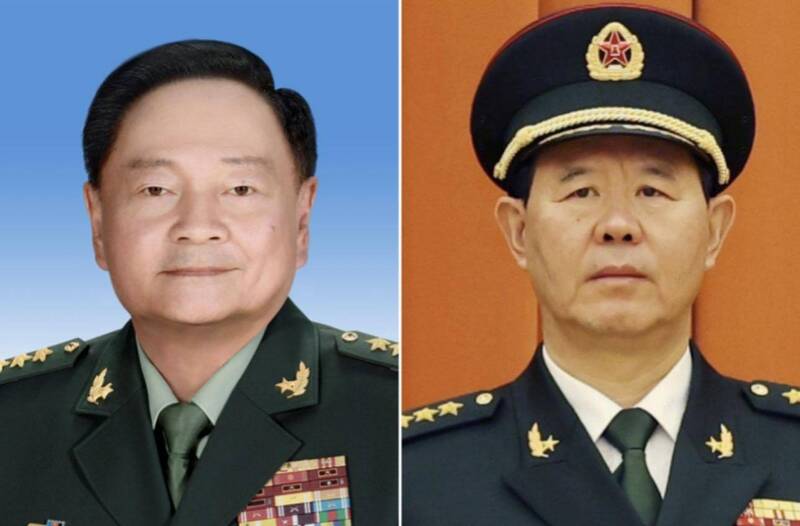 中共中央軍委副主席張又俠（左）、中央軍委聯合參謀部參謀長劉振立（右）雙雙落馬。（取自貼文）