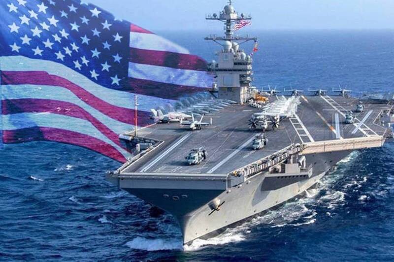 美軍第三代核子動力航空母艦福特級首艦福特號，製程也整整晚了3年。（圖取自美國海軍官網、法新社，本報合成）