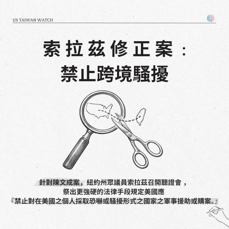 陳文成事件後，美眾議院官員推動的索拉茲修正案。（取自貼文）