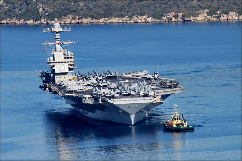 美國握有最高的海權優勢。圖為美國海軍福特號航空母艦。（美聯社檔案照）