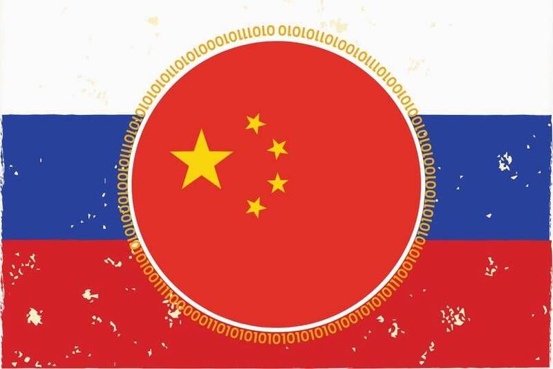 中國開發軟體，協助中國駭客的行動。圖為中共與俄羅斯國旗。（取自貼文）
