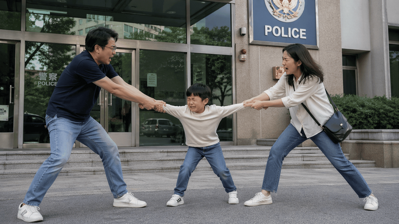台中市西屯區某日晚間發生一起家庭衝突事件。一對已離婚的夫妻，疑似因為孩子的管教問題發生爭執，雙方一路鬧到派出所。（取自貼文）