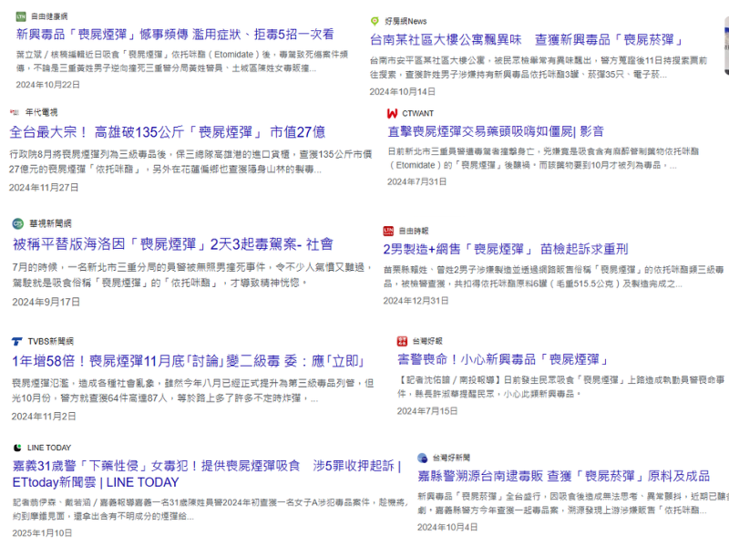 2024年，喪屍煙彈第一次把毒駕推上台灣社會新聞舞台。（擷取自網路，本報合成）