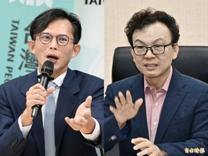 針對賴總統普發1萬政策，國民黨立委鄭正鈐（右）痛批，這是意圖藉此綁架明年度總預算，民眾黨主席黃國昌（左）也痛斥民進黨「雙標」。（資料照，本報合成）