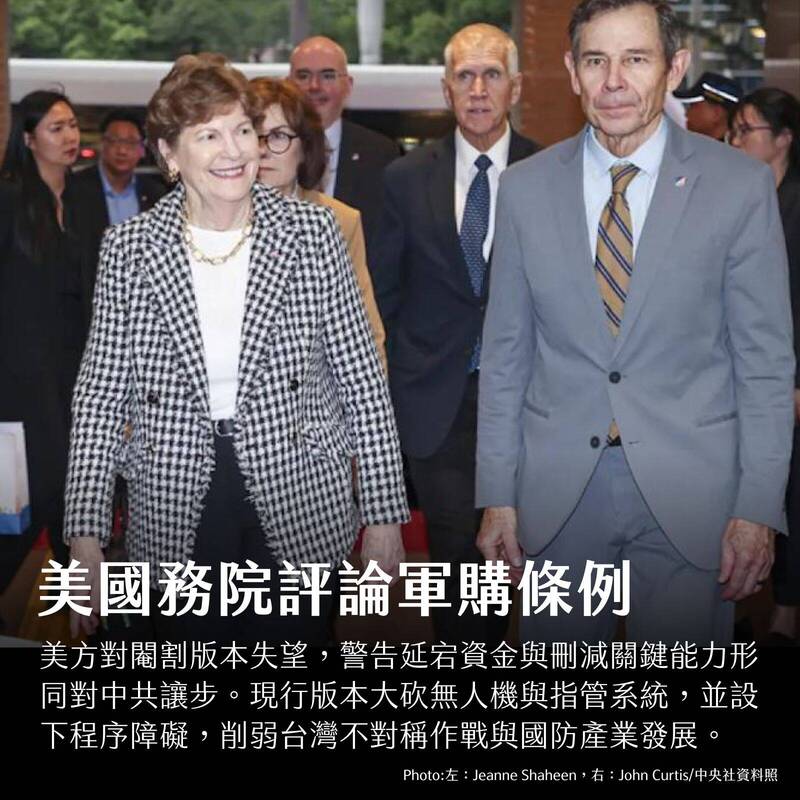 美台觀測站》「 對中共的讓步」 美國務院評藍白閹割軍購