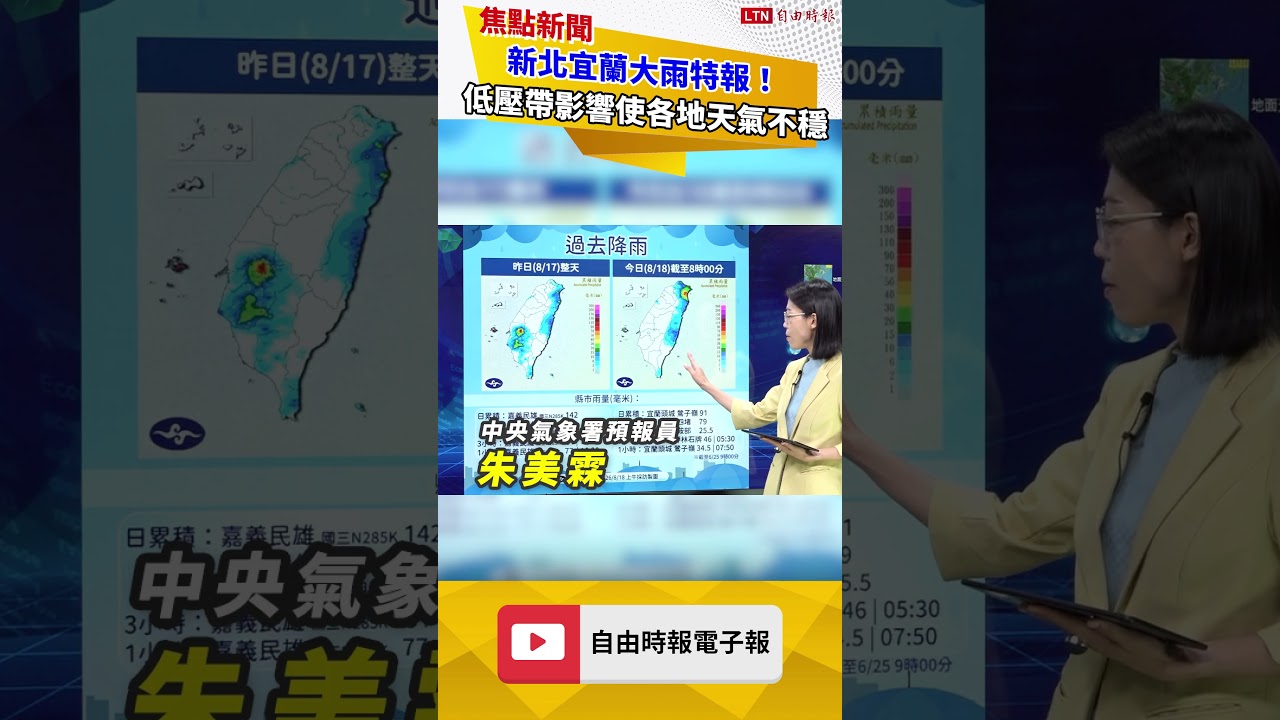 新北宜蘭大雨特報！ 低壓帶影響使各地天氣不穩